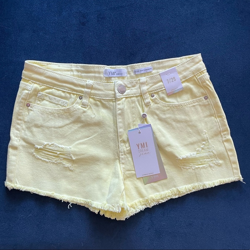 Yellow jean shorts